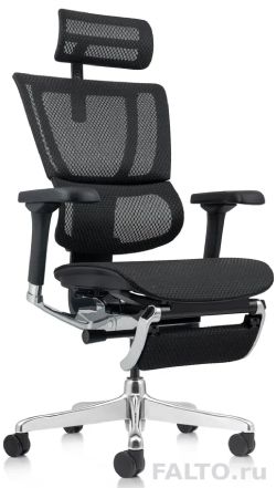 Черное сетчатое кресло IOO-E2 Elite с подножкой