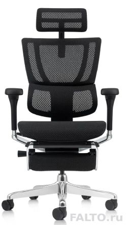 Черное сетчатое кресло IOO-E2 Elite с подножкой