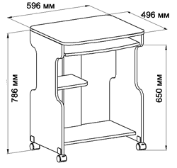Габариты компьютерного столика СТ-9