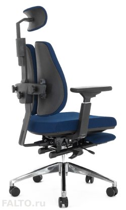 Темно-синее эргономичное кресло с подножкой