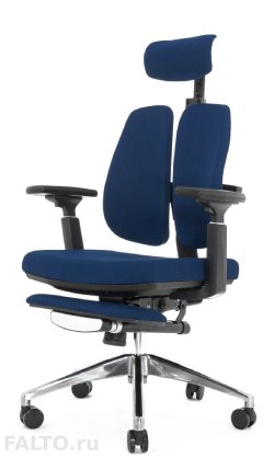 Темно-синее эргономичное кресло с подножкой