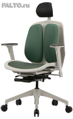 Зеленое ортопедическое кресло Альфа с белым каркасом