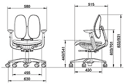 Габариты кресел Kids ai-50 Sponge с газ-патроном Дуалиндр