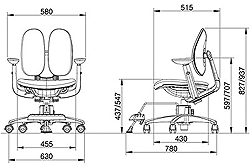 Габариты кресел Kids ai-50 Sponge с подставкой для ног