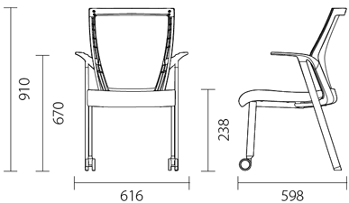 Габариты конференц-кресла серии 501 FEU