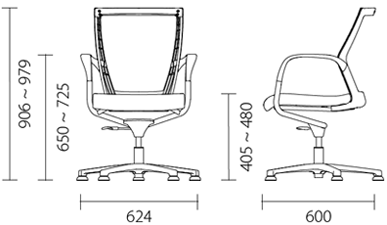 Габариты конференц-кресла серии FURSYS Т-500