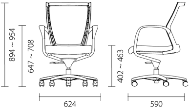 Габариты конференц-кресла серии FU Т-500