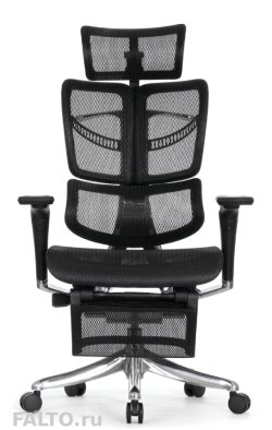 Черное сетчатое кресло Falto с подножкой