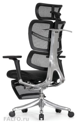 Черное сетчатое кресло Falto с подножкой