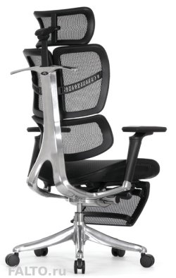 Черное сетчатое кресло Falto с подножкой