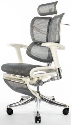 Серое анатомическое кресло Expert Fly с выдвигаемой подножкой