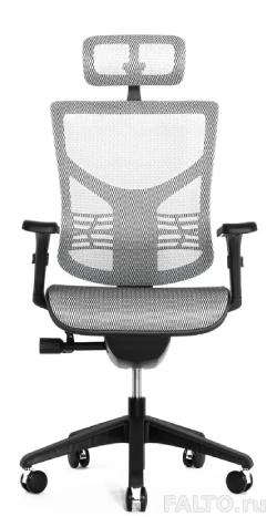 Белое сетчатое кресло с черным каркасом