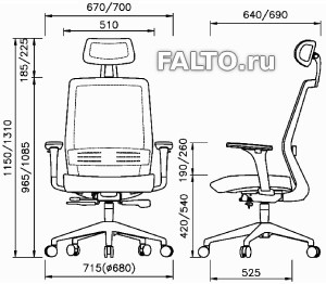 Габариты кресел Falto Soul