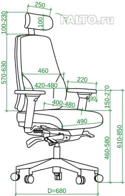 Габариты кресла Falto Alford