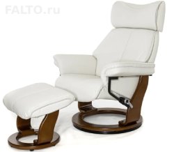 Белое кожаное кресло реклайнер Piabora New
