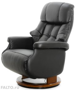 Кожаное черное кресло с электро механизмом