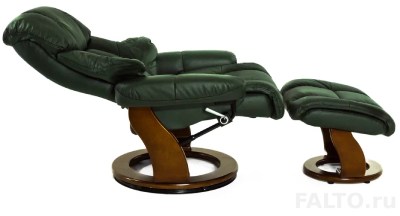 Зелёное кожаное кресло реклайнер
