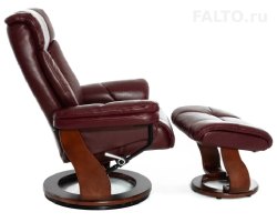 Бордовое кожаное кресло Relax Zuel