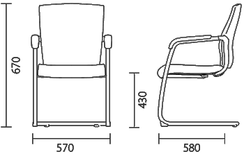 Габариты конференц-кресла серии FURSYS Т-410