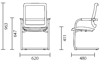 Габариты конференц-кресла серии FURSYS Т-590