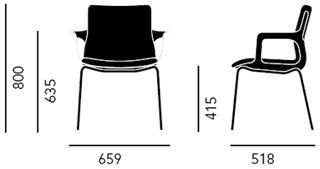 Габариты конференц-кресла серии FURSYS Т-600