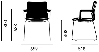 Габариты конференц-кресла серии FURSYS Т-600