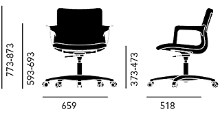 Габариты конференц-кресла серии FURSYS Т-600