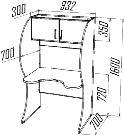 Габариты стола РК-950